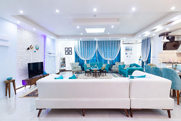 دکوراسیون آبی و سفید، خانه امیر و زهرا پر از آرامش است!