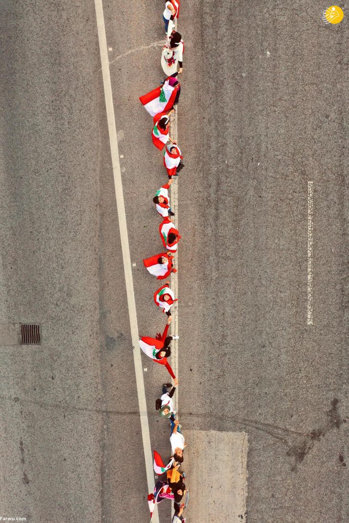 زنجیره انسانی ۱۷۰ کیلومتری در لبنان + تصاویر