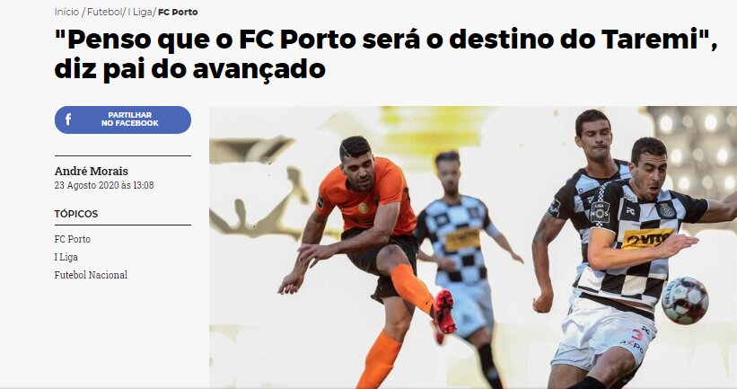 بازتاب مصاحبه پدر طارمی در رسانه های پرتغال