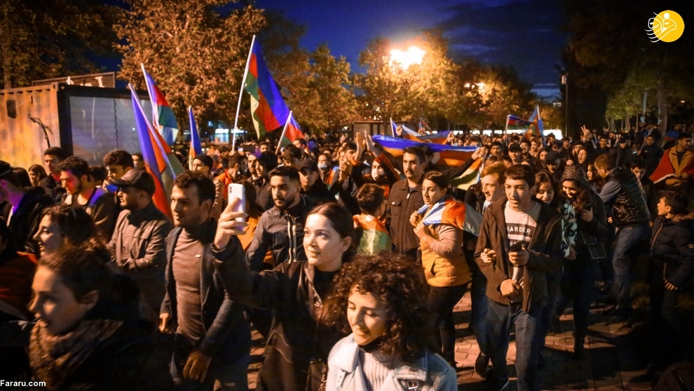 جشن و پایکوبی مردم آذربایجان از آزادسازی شهر شوشا/ عکس