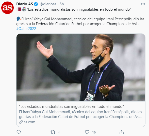 بازتاب صحبت گل‌محمدی درباره ورزشگاه‌های قطر در رسانه اسپانیا/ عکس