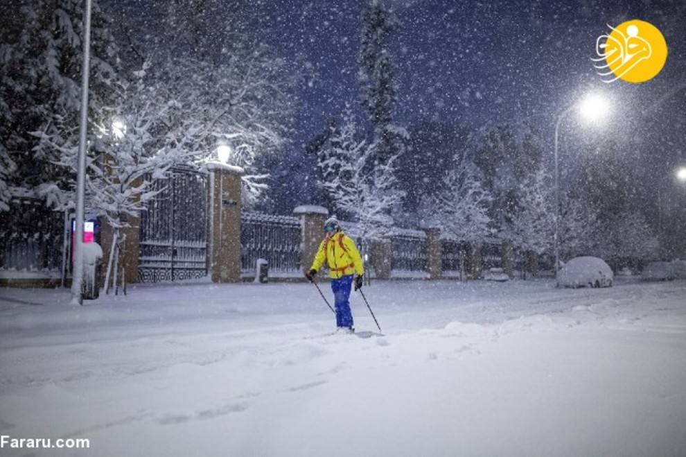 خیابان‌های مادرید پیست اسکی شد!/ تصاویر